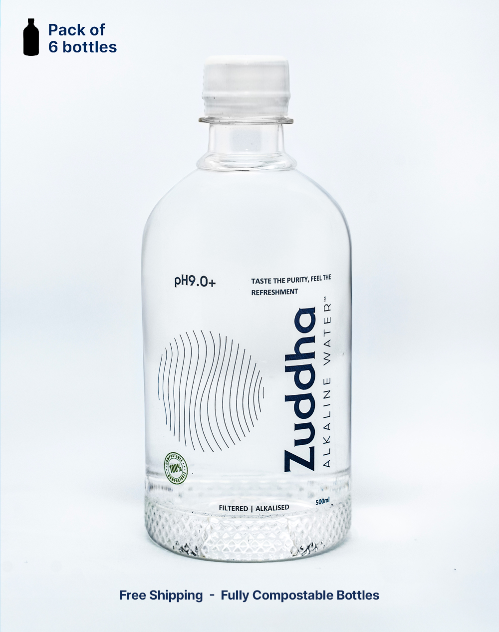 Zuddha Alkaline Water 500ml ā Pack of 6